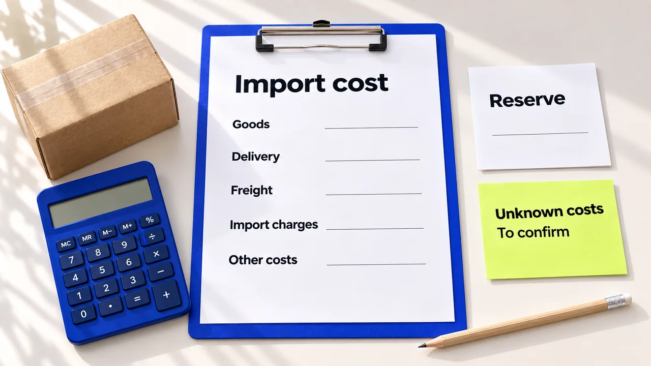Import cost categories with a separate reserve and visible unknown costs.