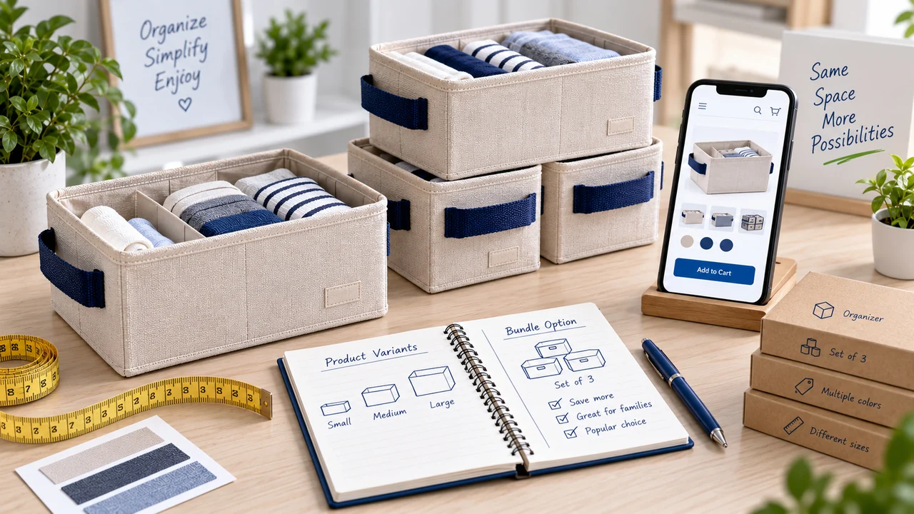 Organiser products arranged with a catalogue plan and offer options.